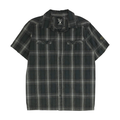 Gray Plaid Short Sleeve Button Down