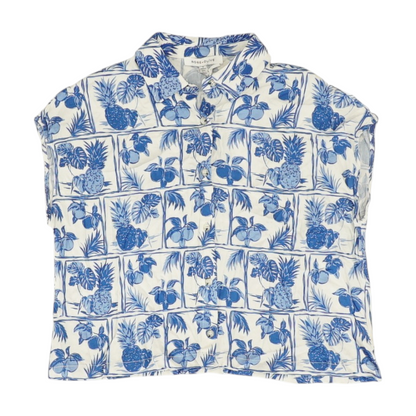 Blue Graphic Button Down