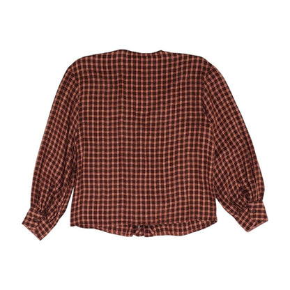 Brown Check Long Sleeve Blouse