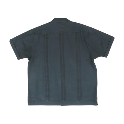 Black Solid Short Sleeve Button Down