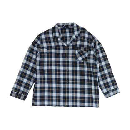 Navy Plaid Pajama Top