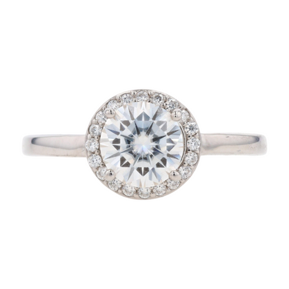 2 1/5 ctw Sterling Silver Moissanite Engagement Ring