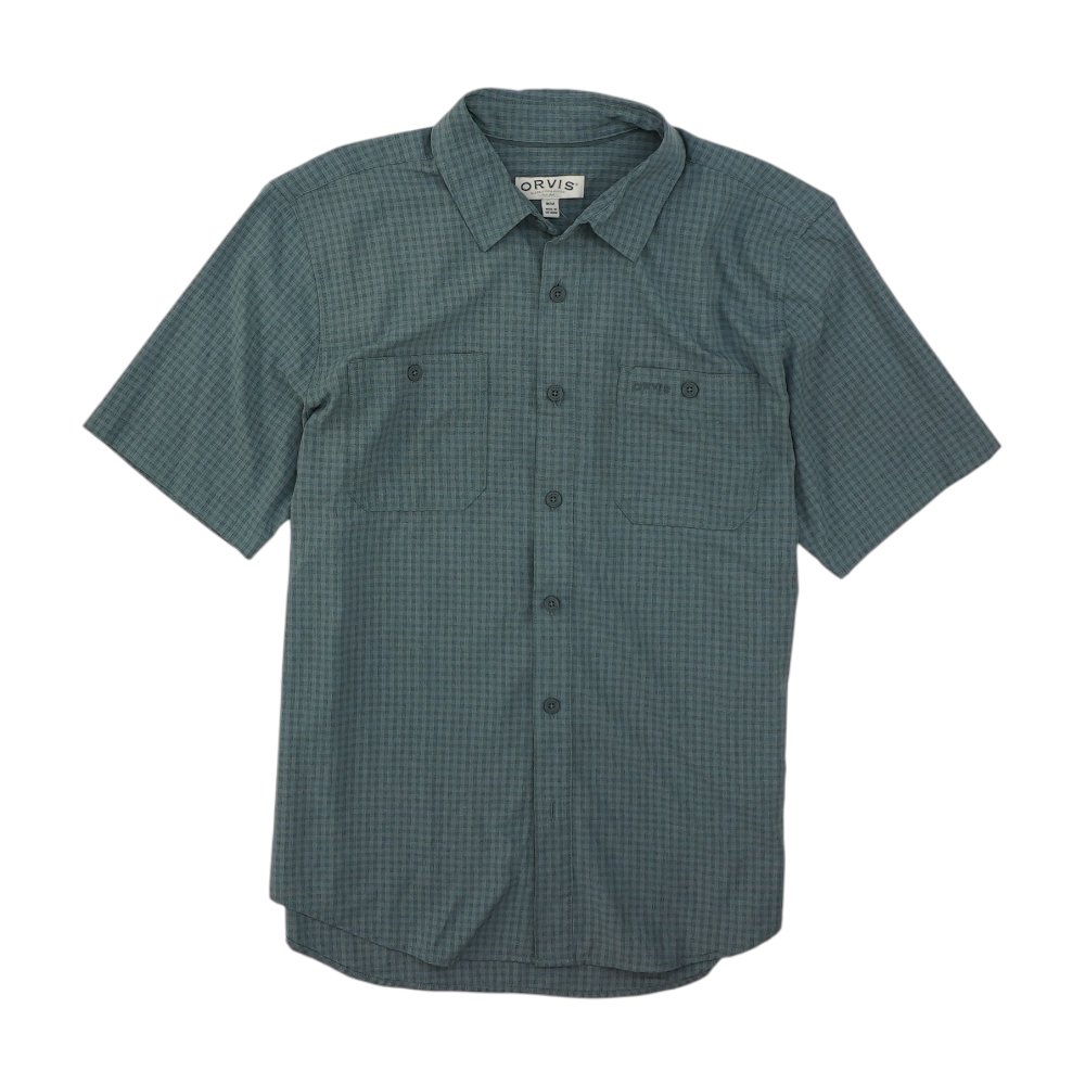 Green Plaid Short Sleeve Button Down