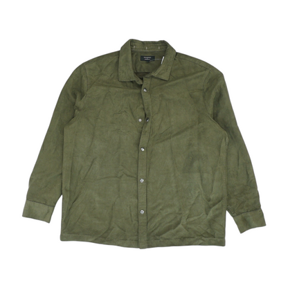 Green Solid Flannel Button Down