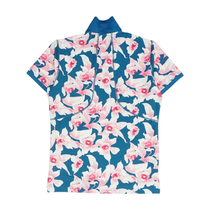 Teal Floral Short Sleeve Polo