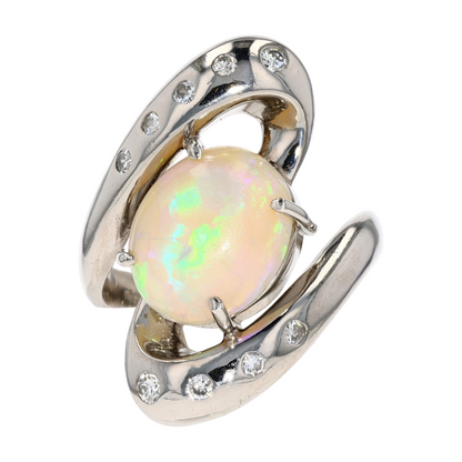 Platinum Opal Statement Ring