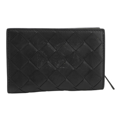 Black Intrecciato Leather Zippered Coin Purse