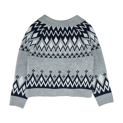 Gray Abstract Pullover Sweater