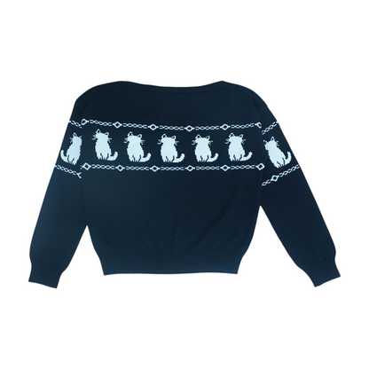 Black Print Pullover Sweater