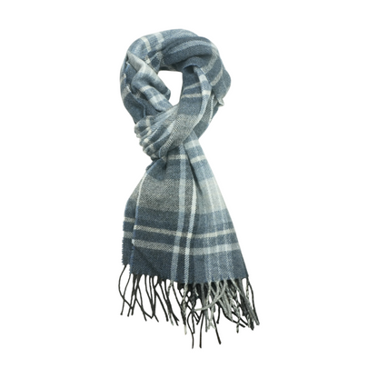 Blue Plaid Wool Scarf