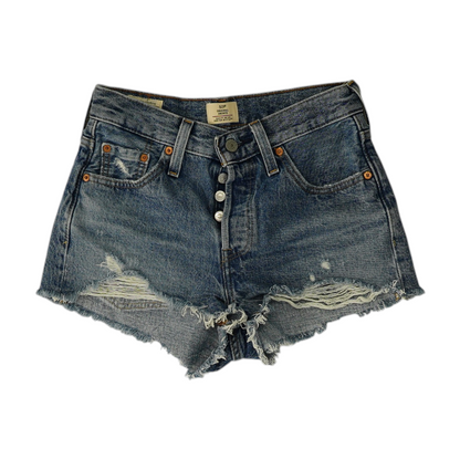 Blue Solid Denim Shorts