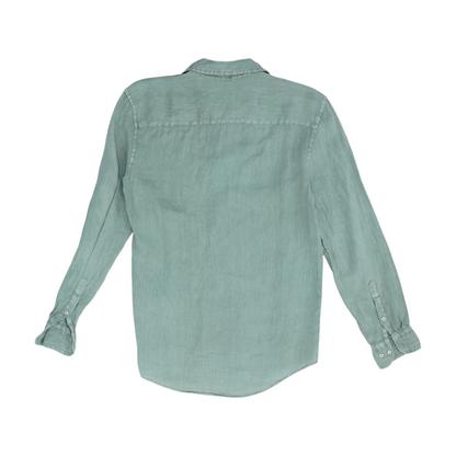 Green Solid Long Sleeve Button Down