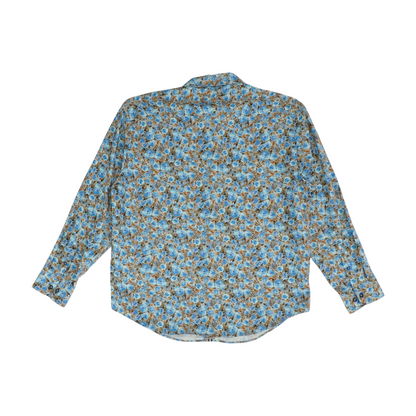 Blue Floral Long Sleeve Button Down