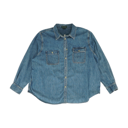 Blue Solid Long Sleeve Button Down