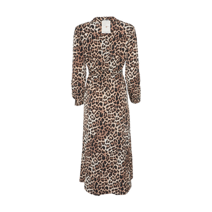 Beige Animal Print Midi Dress