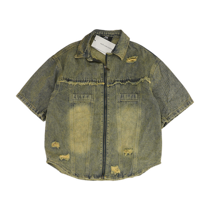 Blue Short Sleeve Denim Jacket
