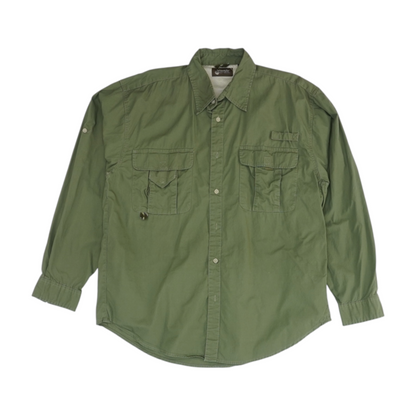 Green Solid Outdoor Button Down