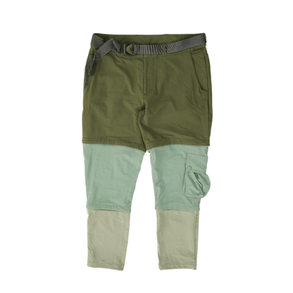 Green Color Block Straight Pants