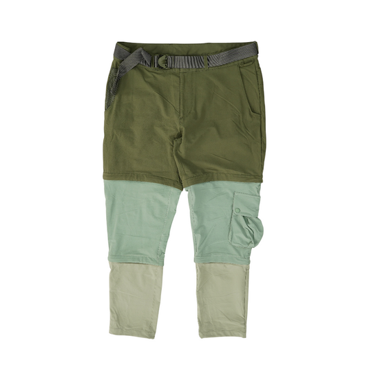 Green Color Block Straight Pants