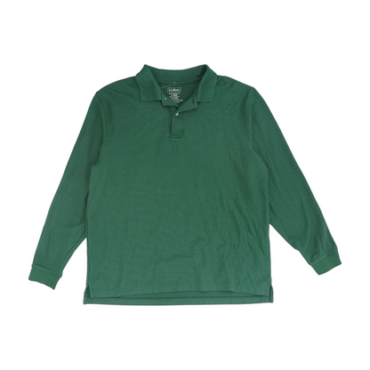 Green Solid Long Sleeve Polo