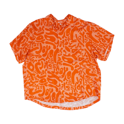 Red Abstract Short Sleeve Button Down
