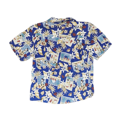 Blue Floral Short Sleeve Button Down