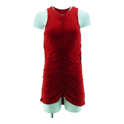 Red Solid Midi Dress