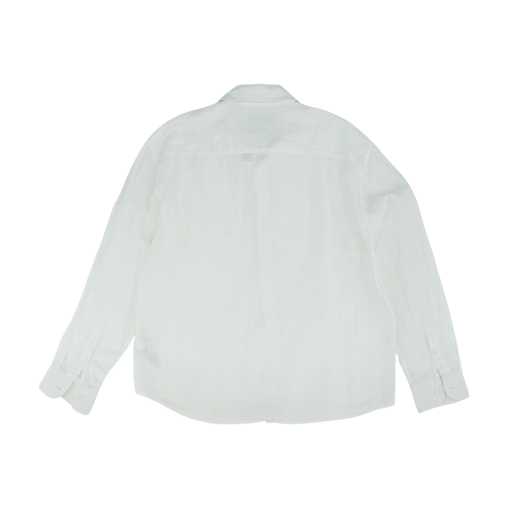 White Solid Long Sleeve Button Down