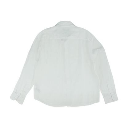 White Solid Long Sleeve Button Down