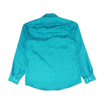 Teal Paisley Long Sleeve Button Down