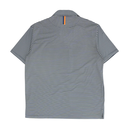 Navy Striped Short Sleeve Polo
