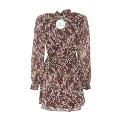 Brown Abstract Mini Dress