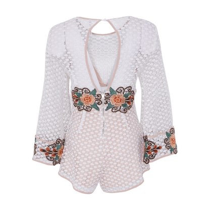 White Floral Romper