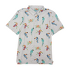 White Print Short Sleeve Polo