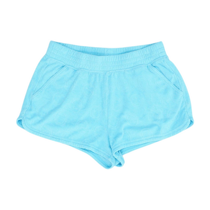 Blue Solid Knit Shorts