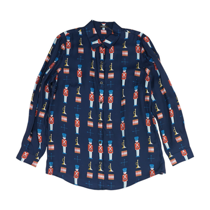 Navy Print Button Down