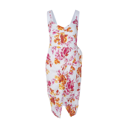 White Floral Midi Dress