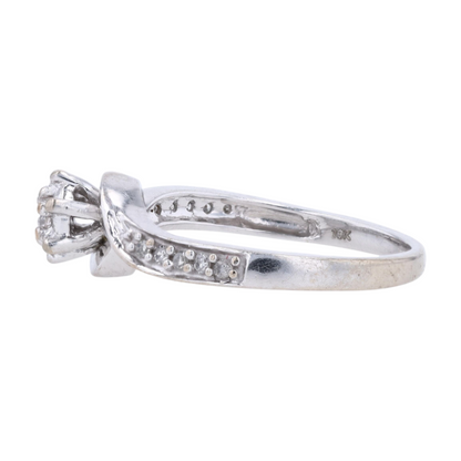 1/8 ctw 10K White Gold Diamond Engagement Ring