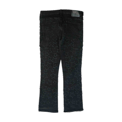 Black Print Straight Jeans