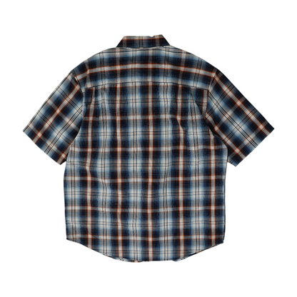 Blue Plaid Short Sleeve Button Down