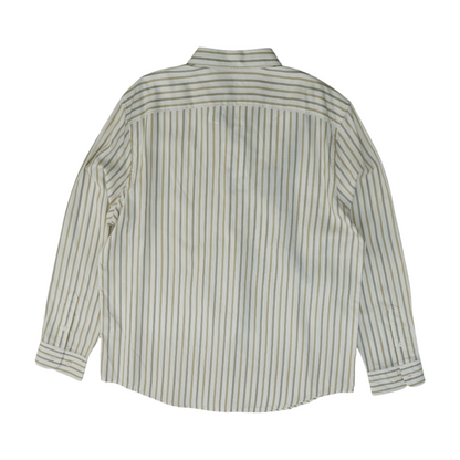 Beige Striped Long Sleeve Button Down