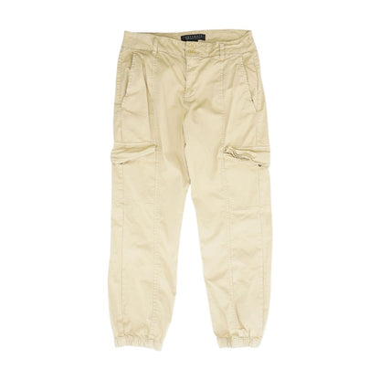 Beige Solid Cargo Pants