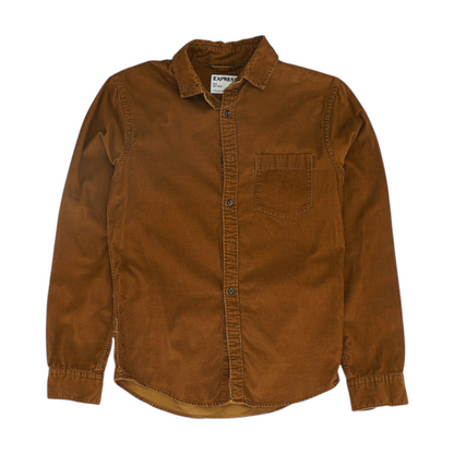 Brown Solid Flannel Button Down