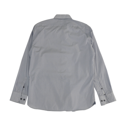 White Print Long Sleeve Button Down