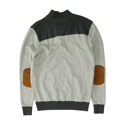 Gray Color Block Pullover Sweater