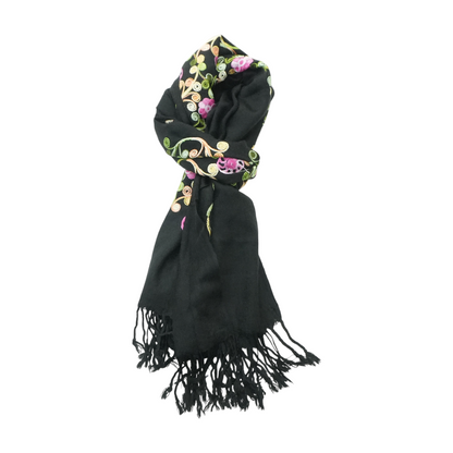 Black Floral Scarf
