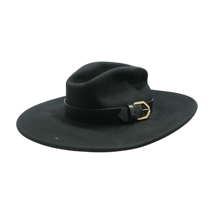 Black Contrast Brim Wool Fedora