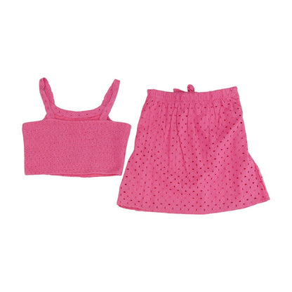 Pink Eyelet Skirt Set