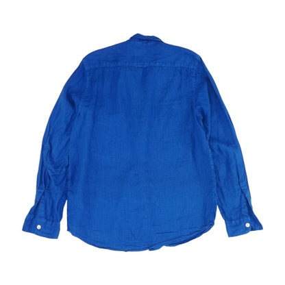 Blue Solid Long Sleeve Button Down