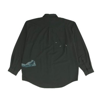 Gray Solid Long Sleeve Button Down